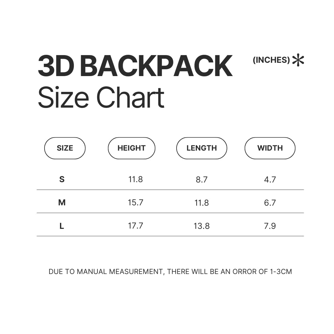 3D Backpack Size Chart - Avenged Sevenfold Store