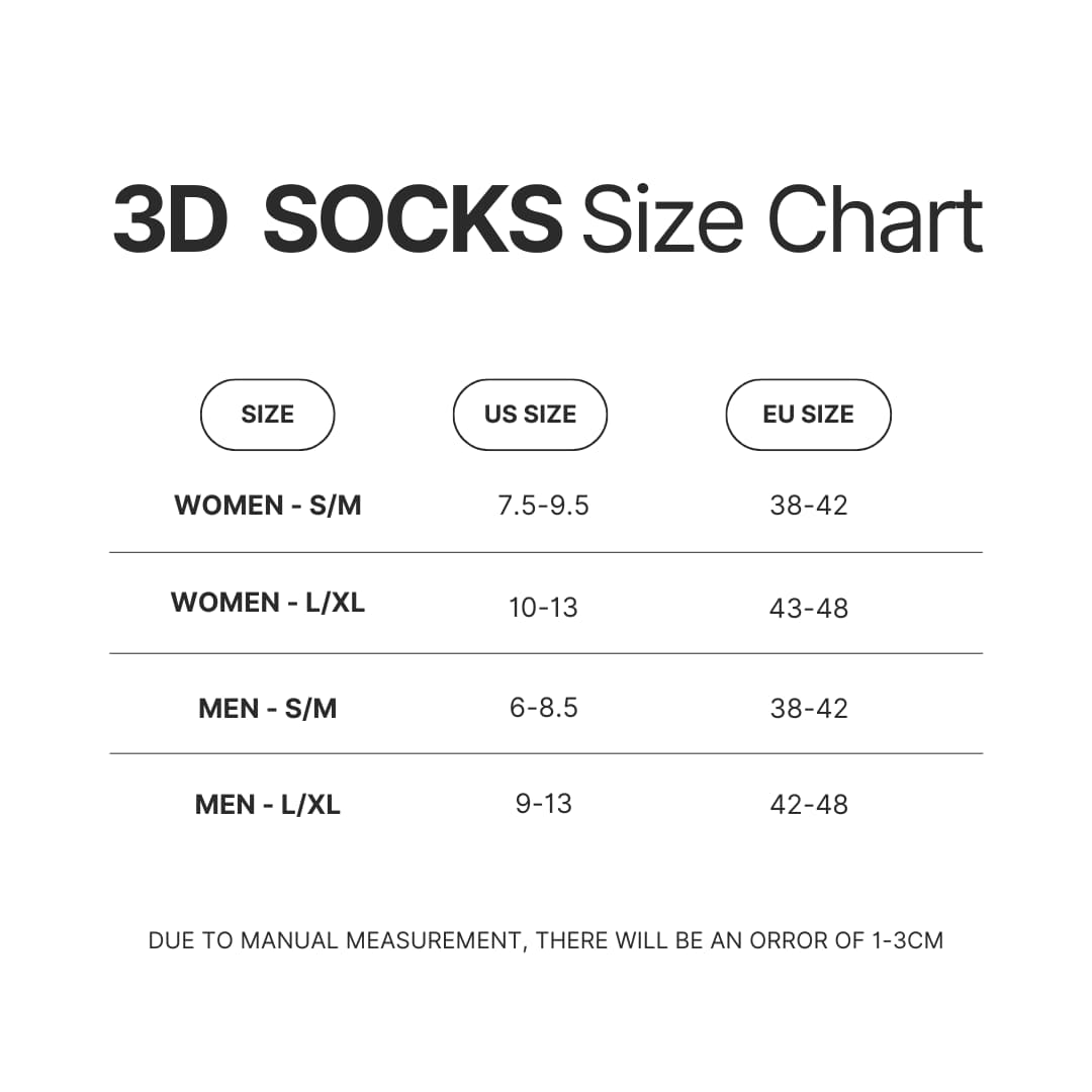 3D Socks Size Chart - Avenged Sevenfold Store