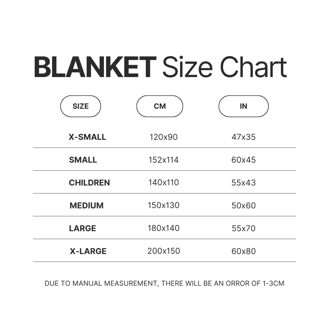 Blanket Size Chart - Avenged Sevenfold Store