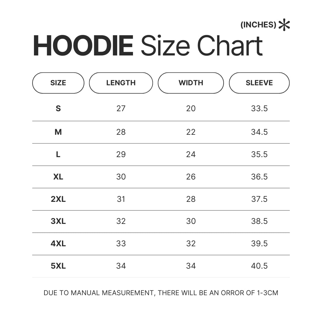 Hoodie Size Chart - Avenged Sevenfold Store