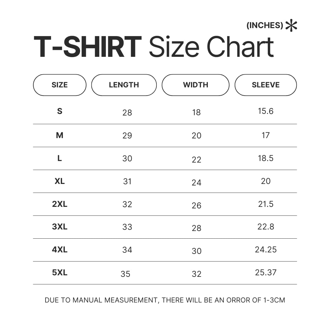 T shirt Size Chart - Avenged Sevenfold Store