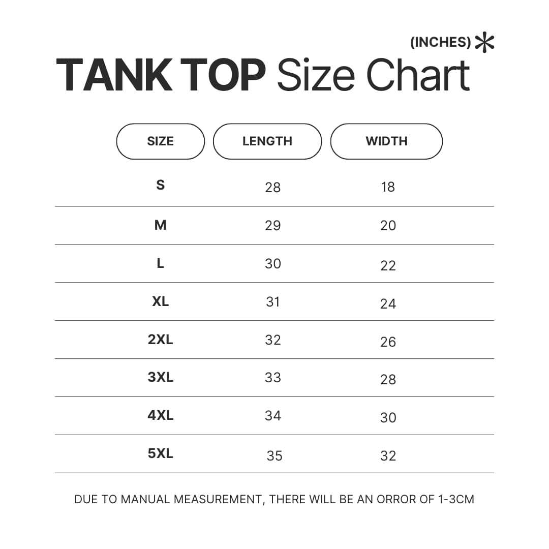 Tank Top Size Chart - Avenged Sevenfold Store