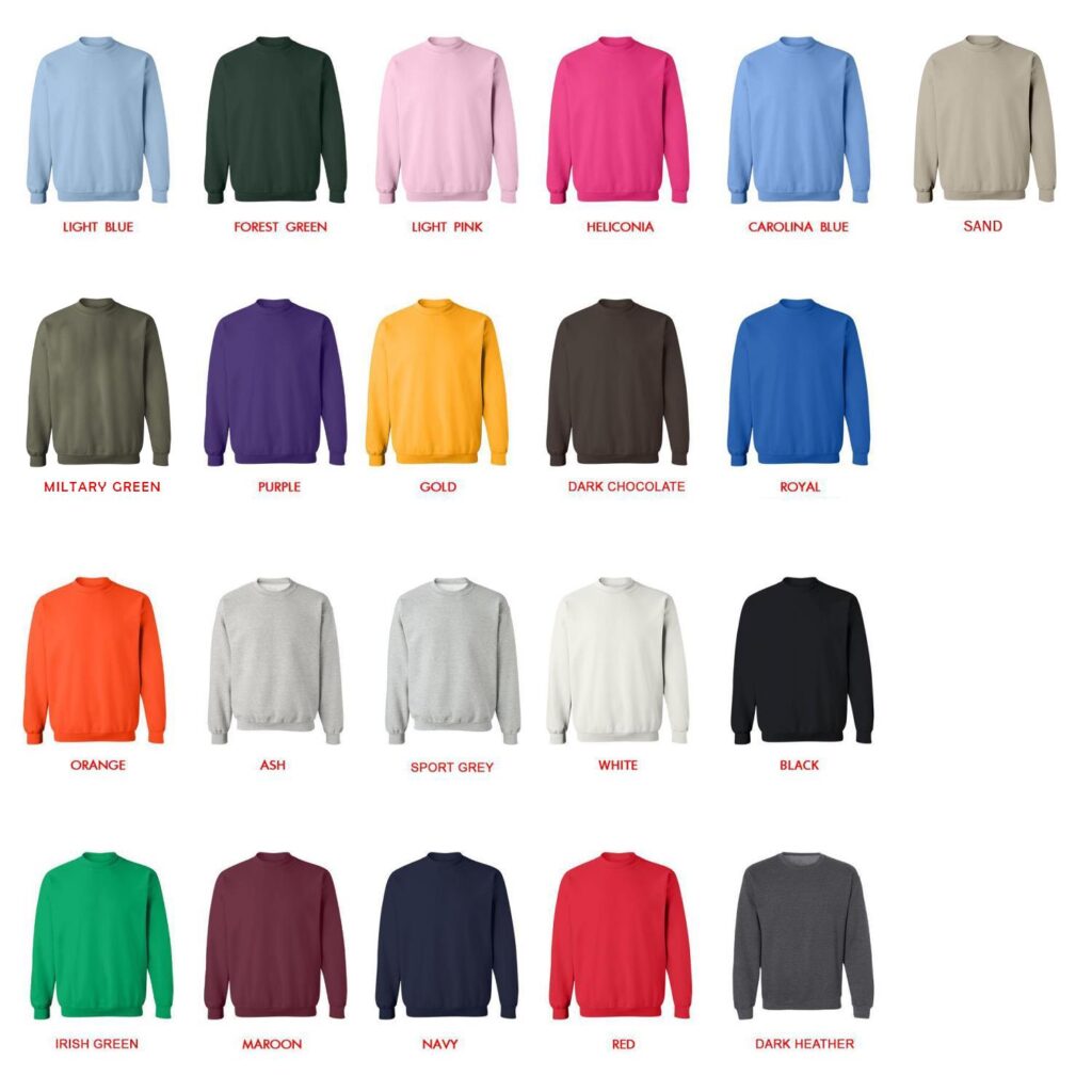 sweatshirt color chart 1 - Avenged Sevenfold Store