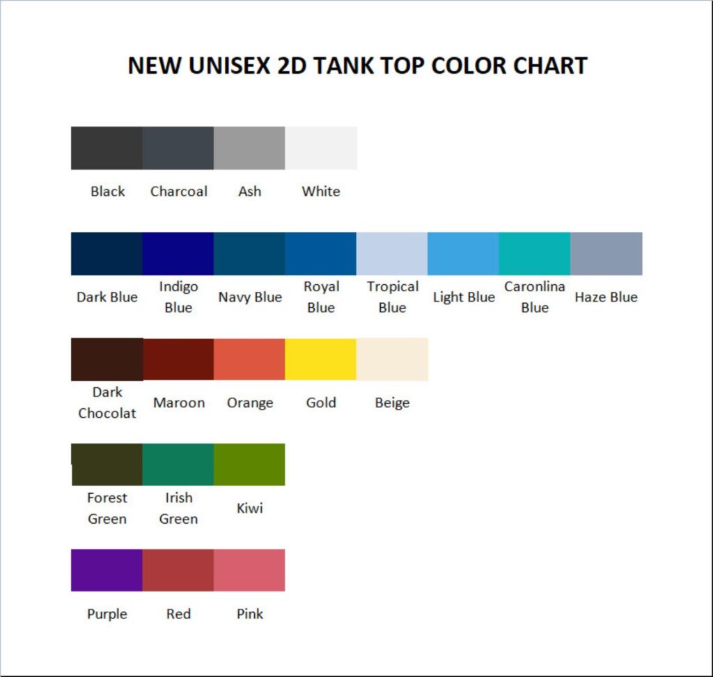 tank top color chart 1 - Avenged Sevenfold Store