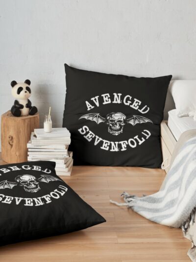 White Avenged Sevenfold Logo Throw Pillow Official Avenged Sevenfold Merch