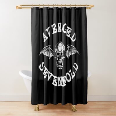 White Avenged Sevenfold Logo Shower Curtain Official Avenged Sevenfold Merch